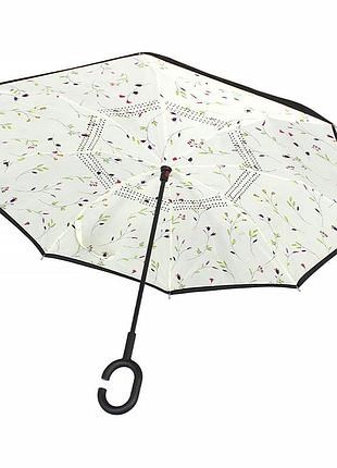 Зонт наоборот lesko up-brella цветок четырехцветный женский зонтик от дождя ветра непромокаемый