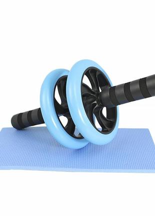 Колесо dobetters dbt-jf-01 blue для мышц пресса двойное фитнес-колесо ролик 16.5 см