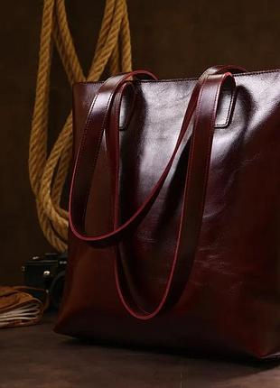 Жіночий шоппер шкіряний бордовий