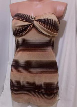 Платье мини с лифом кофе с молоком люрекс topshop 44р