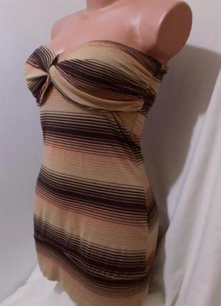 Платье мини с лифом кофе с молоком люрекс topshop 44р2 фото