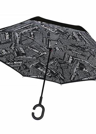 Умный зонт наоборот lesko up-brella газета черная обратного сложения ручка hands free женский 19шт