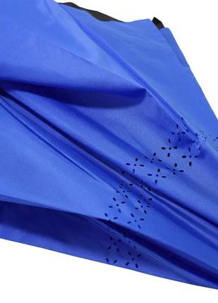 Зонт наоборот lesko up-brella синий ветрозащитный антизонт с непромокаемым куполом смарт-зонт5 фото