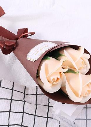 Розы из мыла lesko l-4136 white букет подарочный1 фото