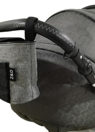 Сумка органайзер z&d льон сірий меланж для будь-якої коляски про6 фото