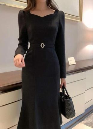 Стильное чёрное платье1 фото