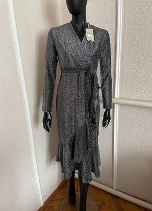 Стильное ассиметричное платье с люрексом ,люрекс серебро металлик sassofono italy gizia dior6 фото