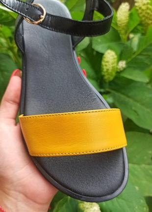 Босоножки натуральная кожа кожаные босоніжки жовті6 фото
