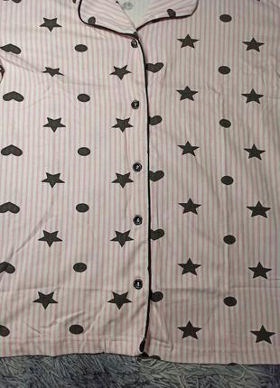 Бавовняна піжама сорочка і шорти seyko, роздільна піжама з сорочкою і шортами в смужку2 фото