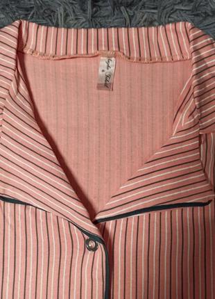 Бавовняна піжама шорти і сорочка seyko, роздільна піжама з сорочкою і шортами в смужку5 фото