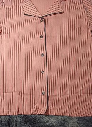 Бавовняна трикотажна піжама шорти і сорочка seyko, роздільна піжама з сорочкою і шортами в смужку9 фото