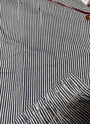 Бавовняна трикотажна піжама шорти і сорочка seyko, роздільна піжама з сорочкою і шортами в смужку5 фото