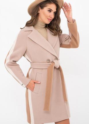 Пальто женское демисезонное п-425-90 (2). цвет: 052/239 св.беж-т.бежевый