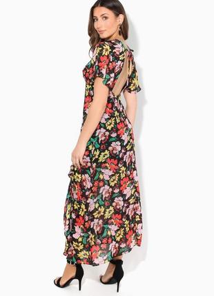 Невероятно красивое шифоновое платье – миди  с оборками в цветы4 фото