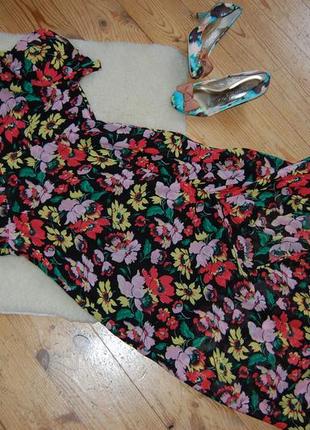 Невероятно красивое шифоновое платье – миди  с оборками в цветы6 фото