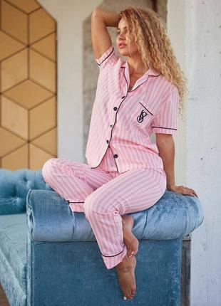 Пижама victoria’s secret рубашка и штаны розовая в подарочной упаковке на подарок1 фото