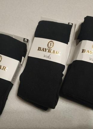 Колготы черные хлопковые на 9-10 лет, байкар