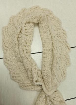 Кремовий ажур шарф - палантин2 фото