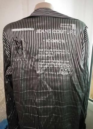 Модная мужская стрейчевая рубашка в мелкую полоску с люрексом на размер 44/46