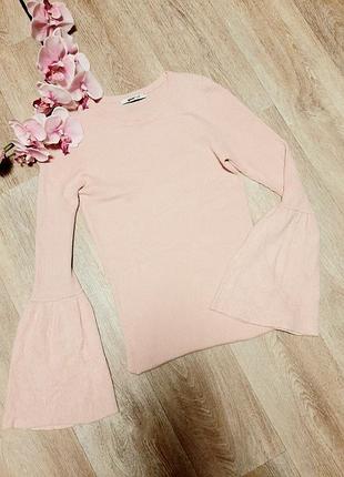 Брендовая персиковая кофта gina tricot / кофта с воланами /  водолазка /