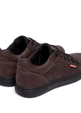 Мужские кожаные кроссовки levis brown3 фото