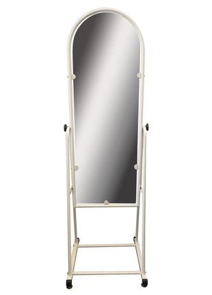 Торговое белое напольное зеркало металлической рамке  на ножках1 фото