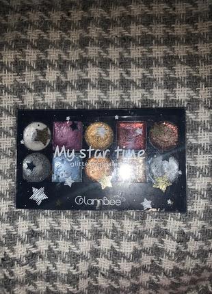 Набор глиттеров палетка тени глиттер my star time glambee обмен