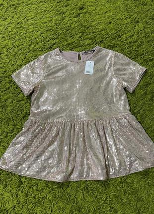 Нарядная блузка с пайетками на13-14лет