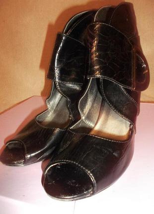 Босоножки ботельоны лаковые черные с пряжкой каблук шпилька р. 39  - diva donna3 фото