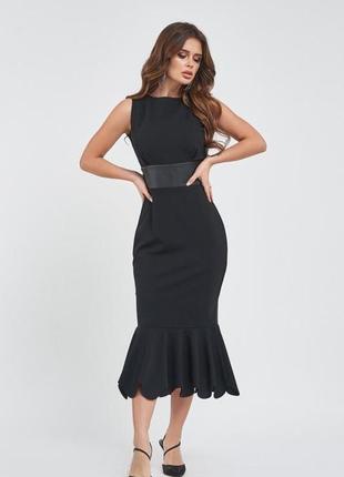 Чорне плаття-рік зі шкіряною вставкою арт: 11416_черныйколлекция: zingy бренд: issa plus розмір: s,