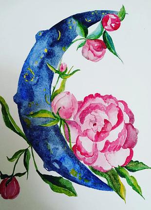 Рисунок лунная пиона