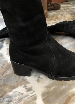 Чорні чоботи ботфорди натуральна замша високі3 фото