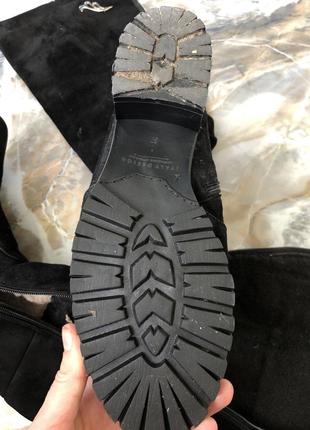 Чорні чоботи ботфорди натуральна замша високі4 фото