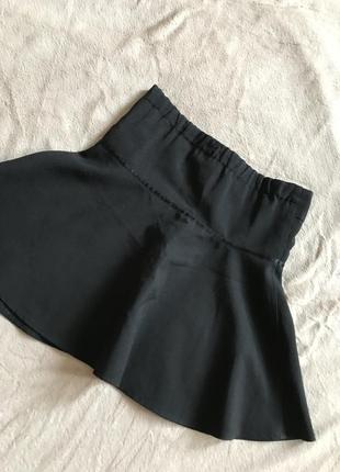 Детская черная школьная мини юбка клеш шкільна спідниця коротка 7-8 лет 128 см7 фото