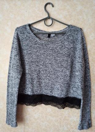 Кофта з мереживом кроп топ divided h&m