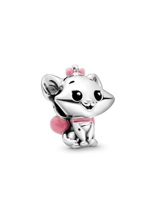 Оригинальный серебряный шарм пандора 798848c01 100% оригинал бусина кошка мари дисней кошечка с розовым бантом новый с биркой серебро проба 925 ale