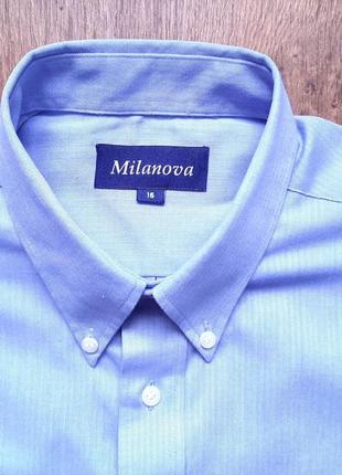 Рубашка голубая голубая голубая голубая синяя milanova 16" размер l, xl4 фото