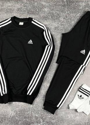 Черный, мужской спортивный костюм адидас adidas свитшот и спортивные штаны