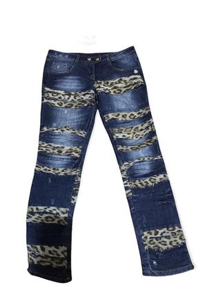 Джинсы кавалли ,джинсы с вставками ,женские джинсы ,леопардовые джинсы .