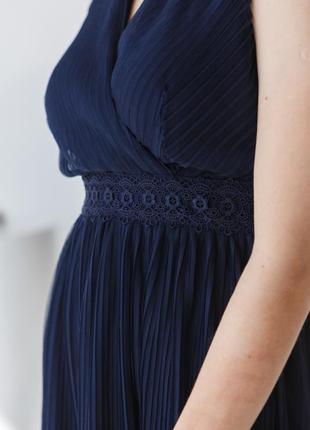 Роскошное вечернее женское платье макси длинное платье на вечер темно-синее платье на выход нарядное платье с полупрозрачной юбкой выпускное платье2 фото