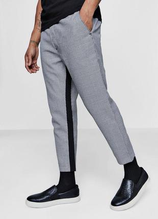 Круті, укорочені брюки, штани boohoo man в гусячу лапку, складі віскоза