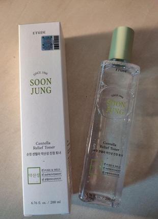 Тонер soon jung centella relief toner etude house для чувствительной и поврежденной кожи