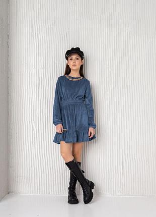 Стильне оксамитове плаття на дівчинку, велюр плаття