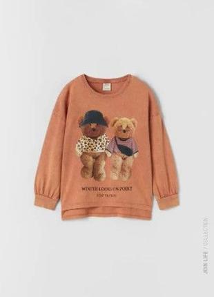 Трикотажний реглан кофта для дівчинки cool bears zara іспанія