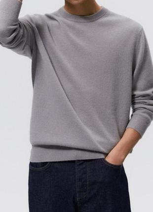 Кашеміровий светр zara з круглим вирізом