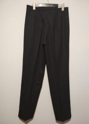 Роскошные фирменные натуральные шерстяные штаны стильная полоска 100% шерсть высокая посадка качеств3 фото