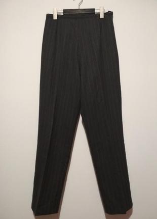 Роскошные фирменные натуральные шерстяные штаны стильная полоска 100% шерсть высокая посадка качеств4 фото
