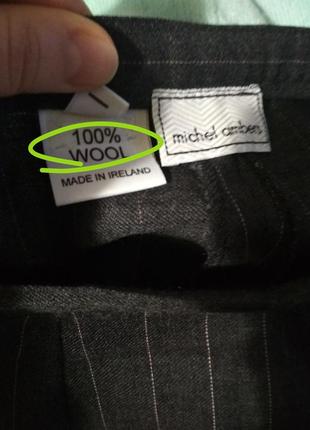 Роскошные фирменные натуральные шерстяные штаны стильная полоска 100% шерсть высокая посадка качеств8 фото