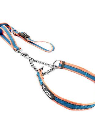 Ошейник удавка tuff hound tc001 pink blue s для собак с поводком