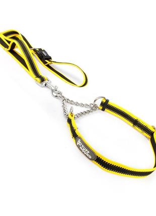 Ошейник удавка для собак tuff hound tc00104 yellow black s с поводком